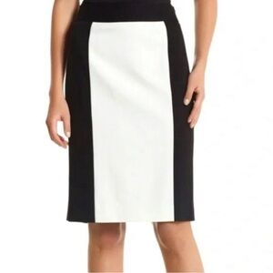 White House Black Market Black & White Color Block Pencil Skirt Size 8